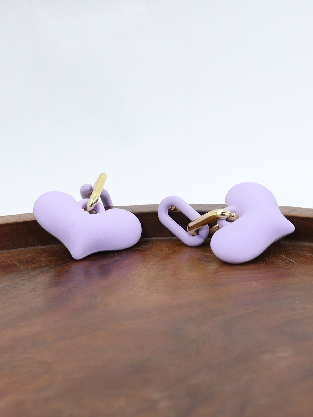 

FIMBUL Rhodium-Plated Heart Shaped Drop Earrings, Lavender