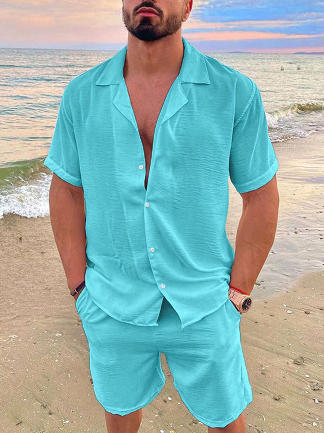 

StyleCast Blue Shirt & Shorts Co-Ords