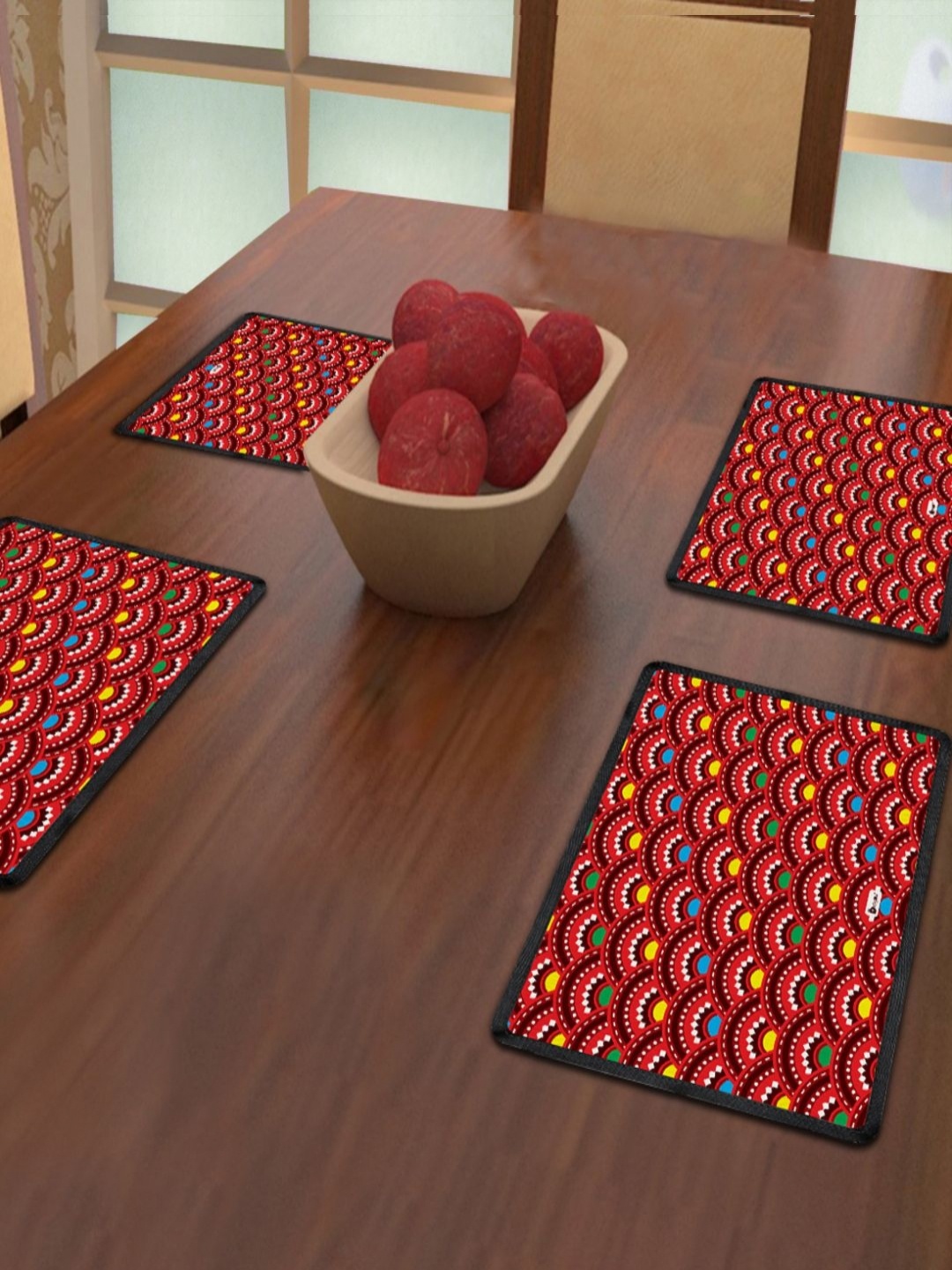 

Indigifts Maroon & Yellow 4 Pieces Ethnic Motifs Printed Rectangle Shape Table Placemats