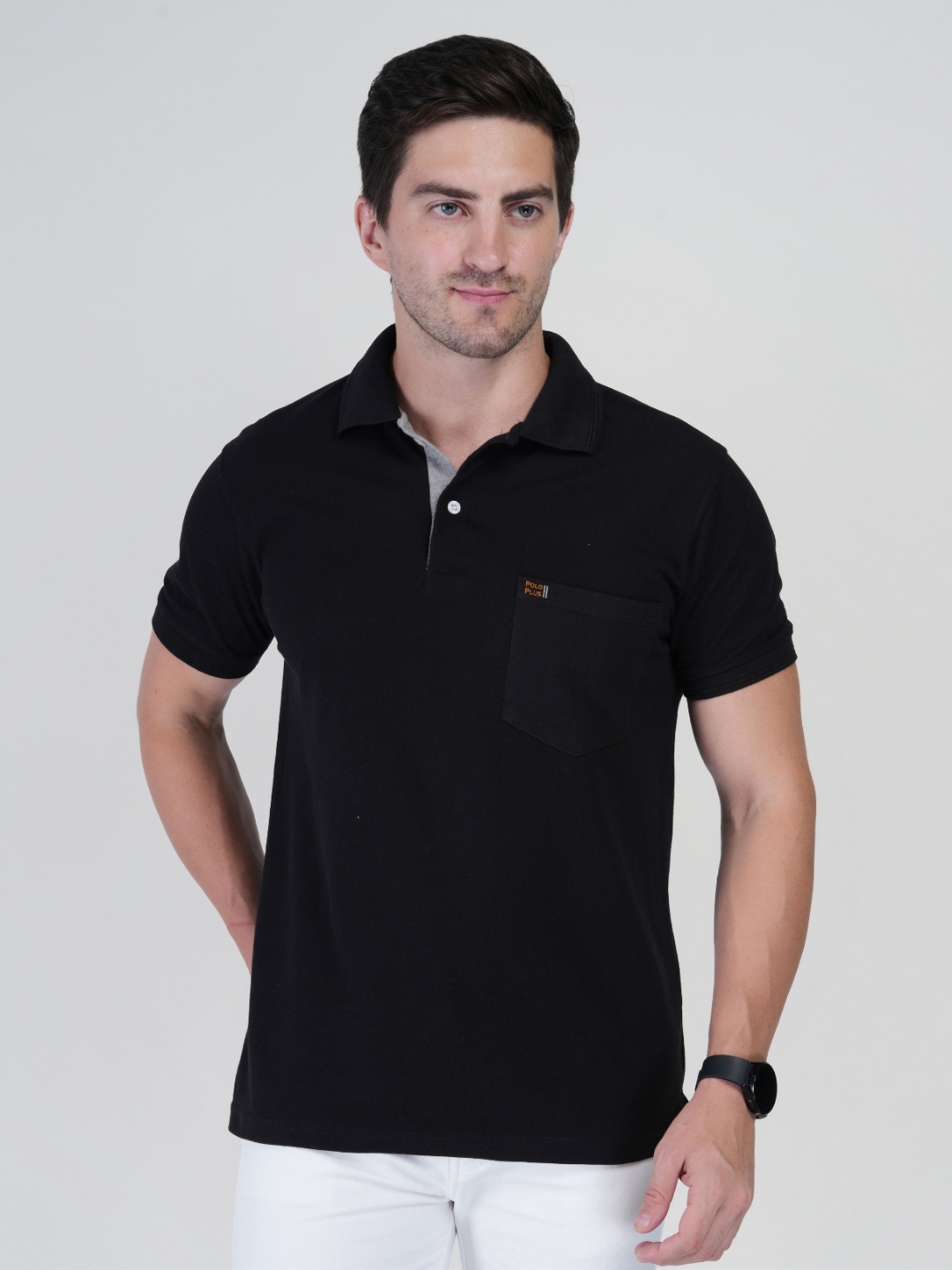 

Polo Plus Men Bio Finish Solid Polo Collar Cotton T-shirt, Black