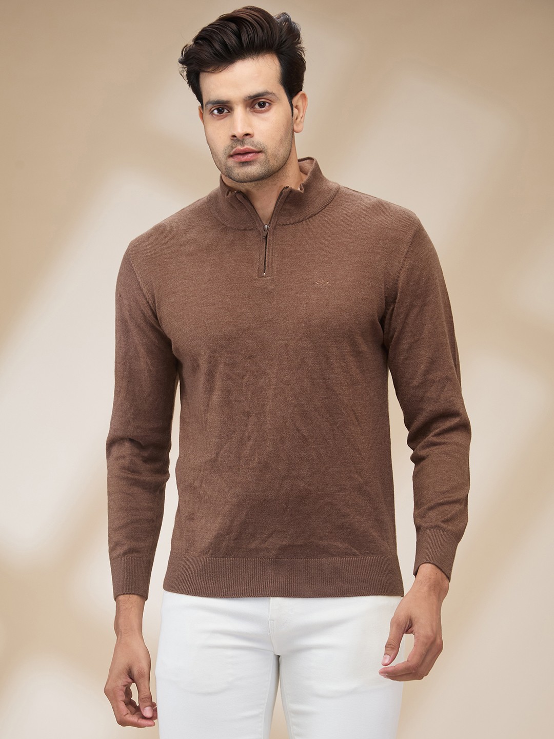 

ColorPlus Men Turtle Neck Long Sleeves Pullover, Brown