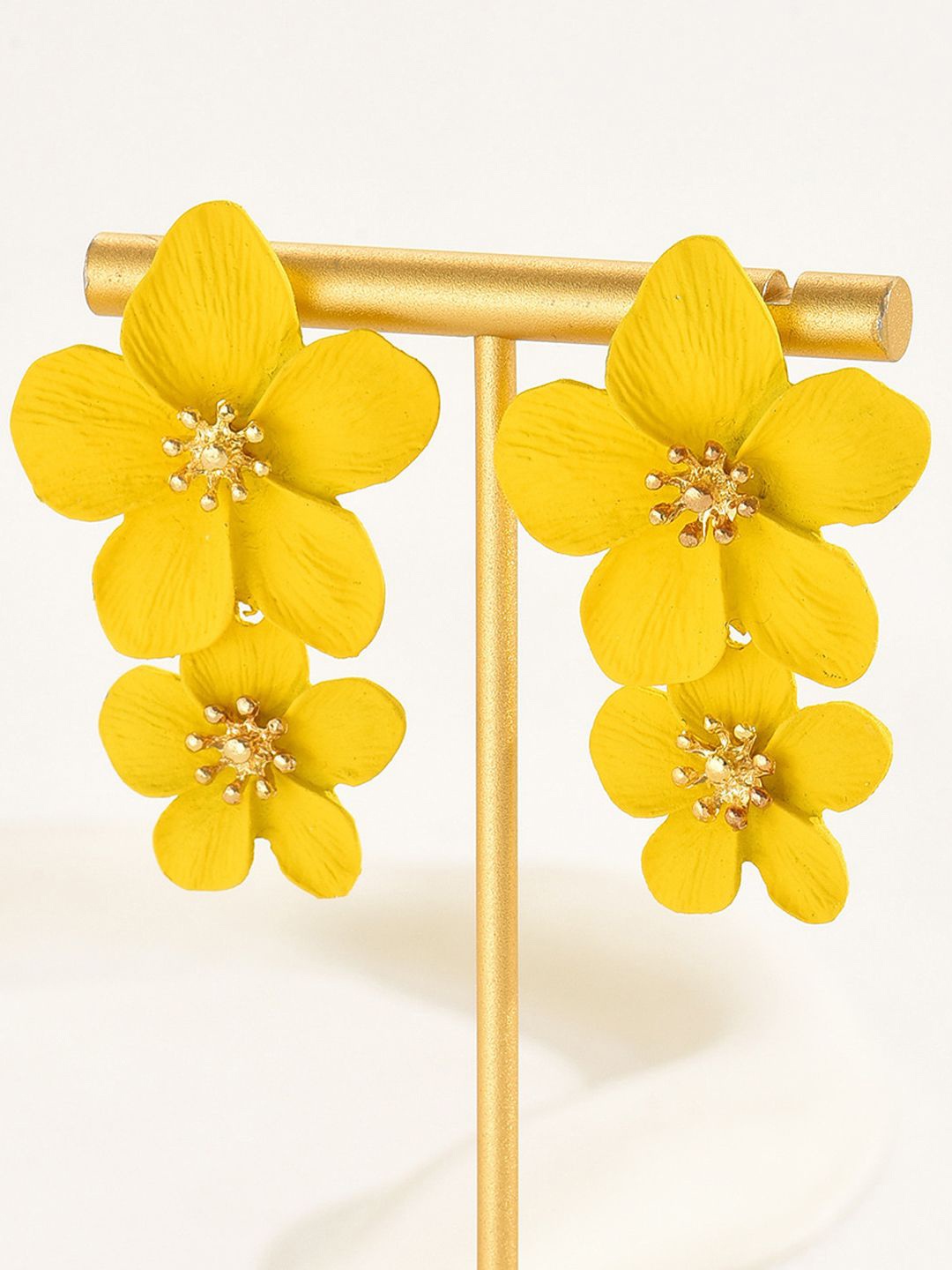 

VAGHBHATT Floral Drop Earrings, Yellow