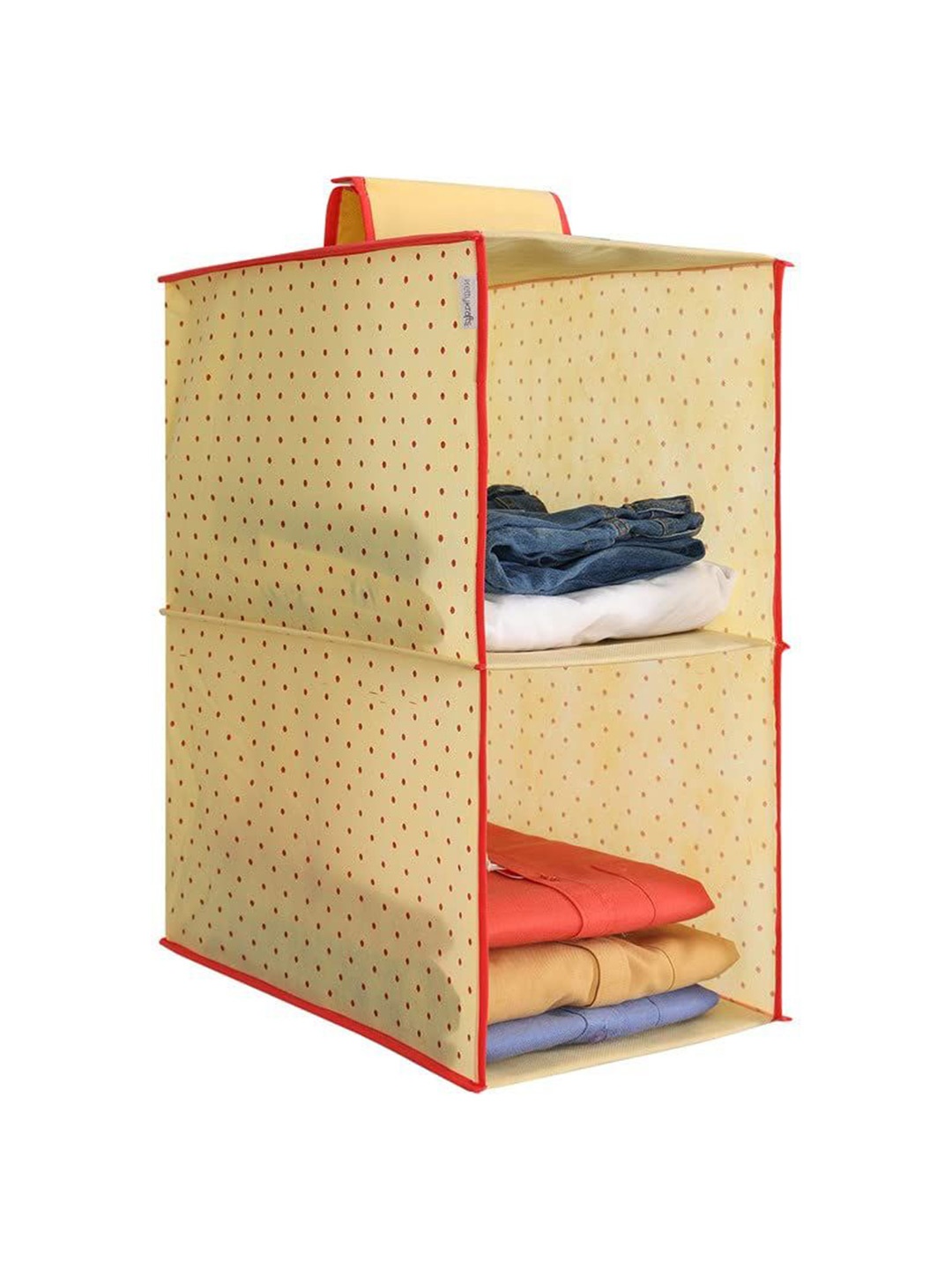 

prettykrafts Yellow Printed Reusable 2-Shelf Hanger Closet Hanging Shelves Organisers