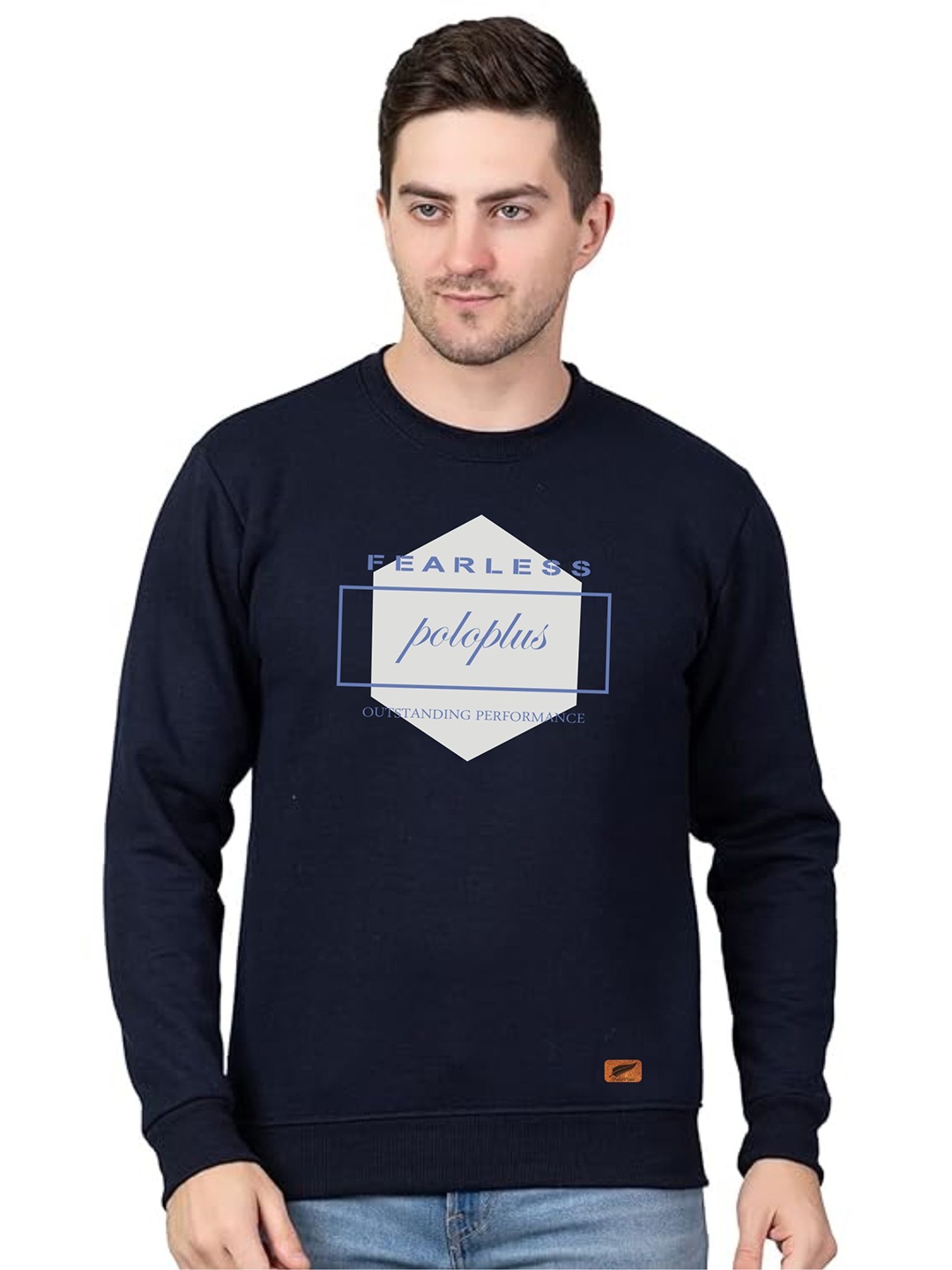 

Polo Plus Men Printed Round Neck Sweatshirt, Navy blue