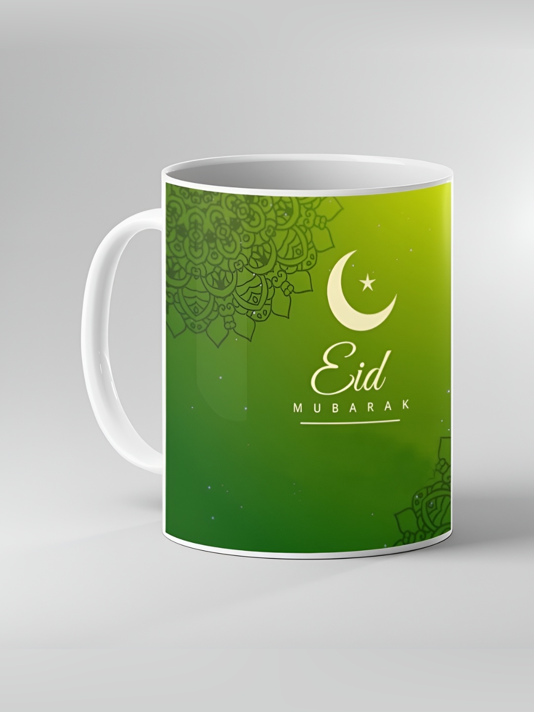 

Keviv White & Green Printed Ceramic Glossy Mugs 325 ml