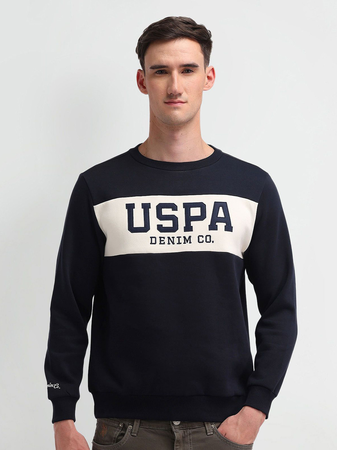

U.S. Polo Assn. Denim Co. Men Brand Logo Printed Sweatshirt, Navy blue