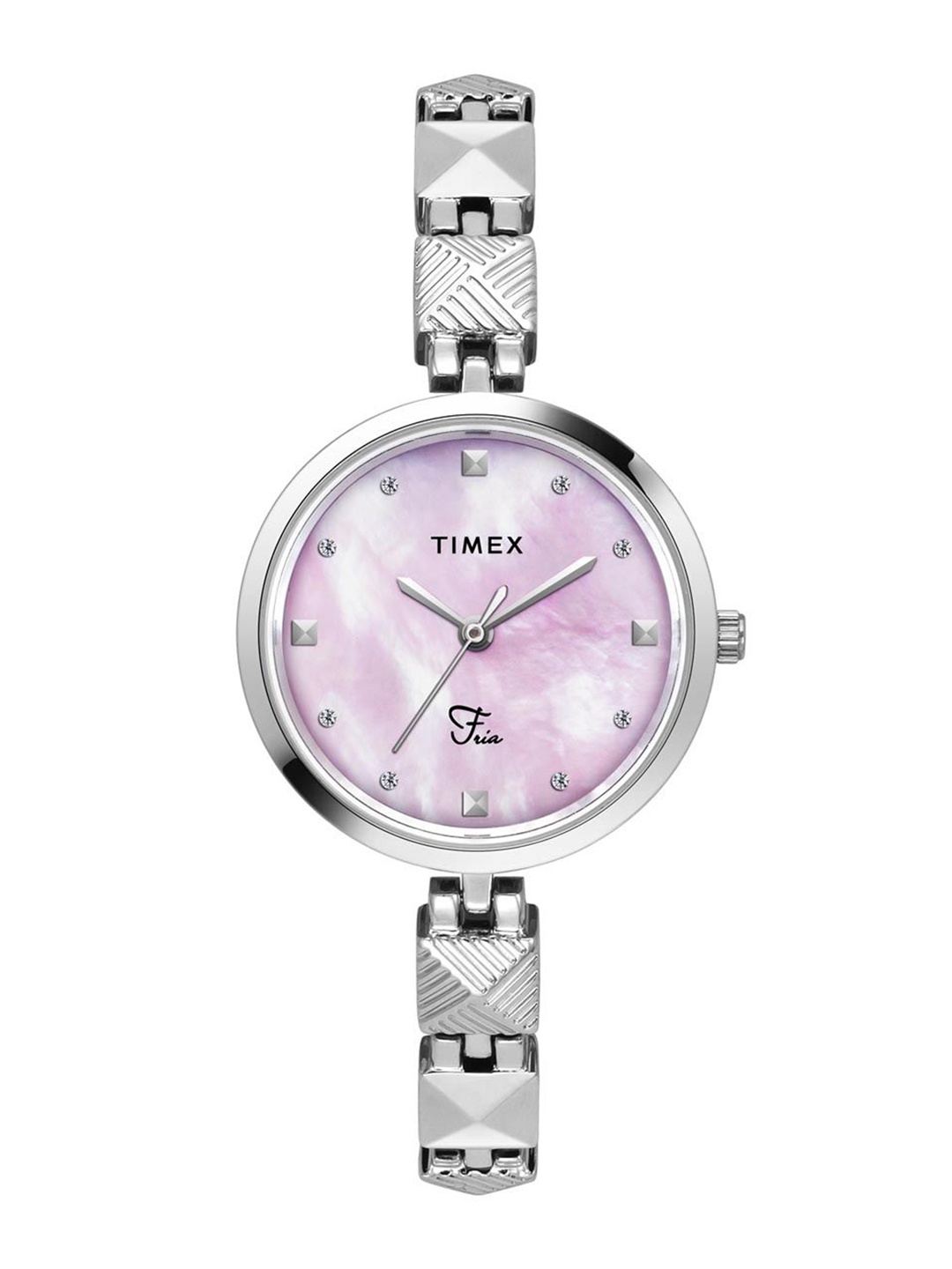 

Timex Women Brass Mother of Pearl Dial & Stainless Steel Bracelet Style Straps Analogue Watch TWEL18307, Pink