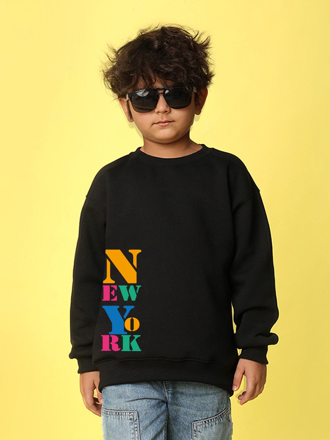 

NUSYL Boys Printed Oversized Sweatshirt, Black