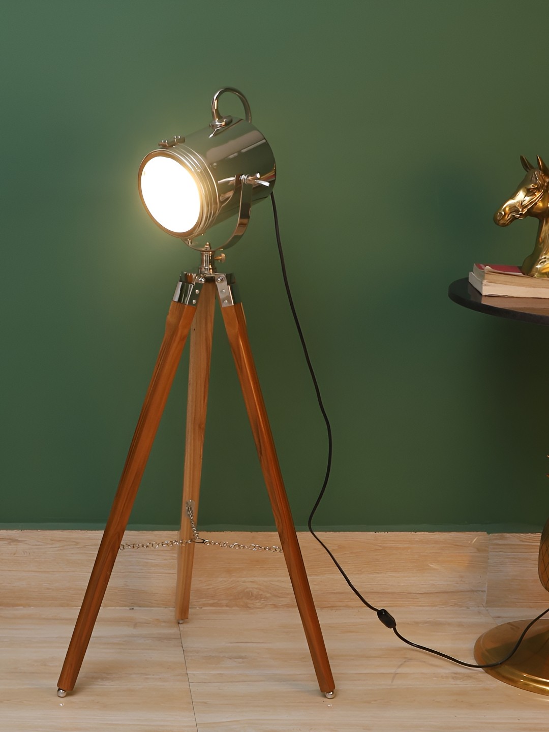 

pristine interiors Brown & Grey Wooden Spot Light Floor Lamp