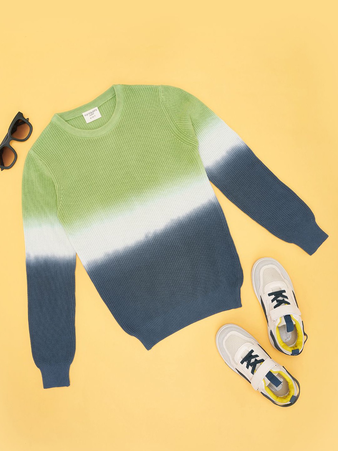 

Pantaloons Junior Boys Pure Cotton Colourblocked Pullover, Olive