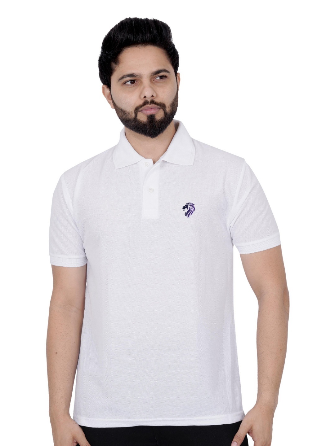 

LA MILANO Men Polo Collar Slim Fit T-shirt, White