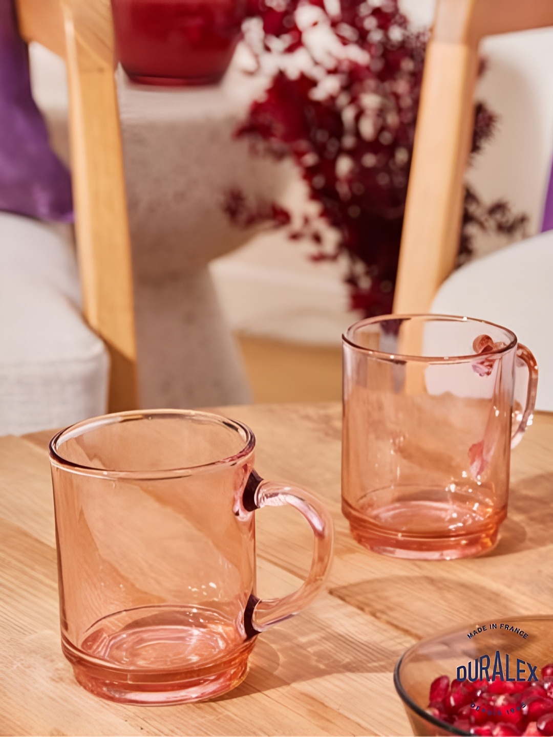 

DURALEX Pink 6 Pieces Tempered Glass Transparent Mugs Set 260 ml each