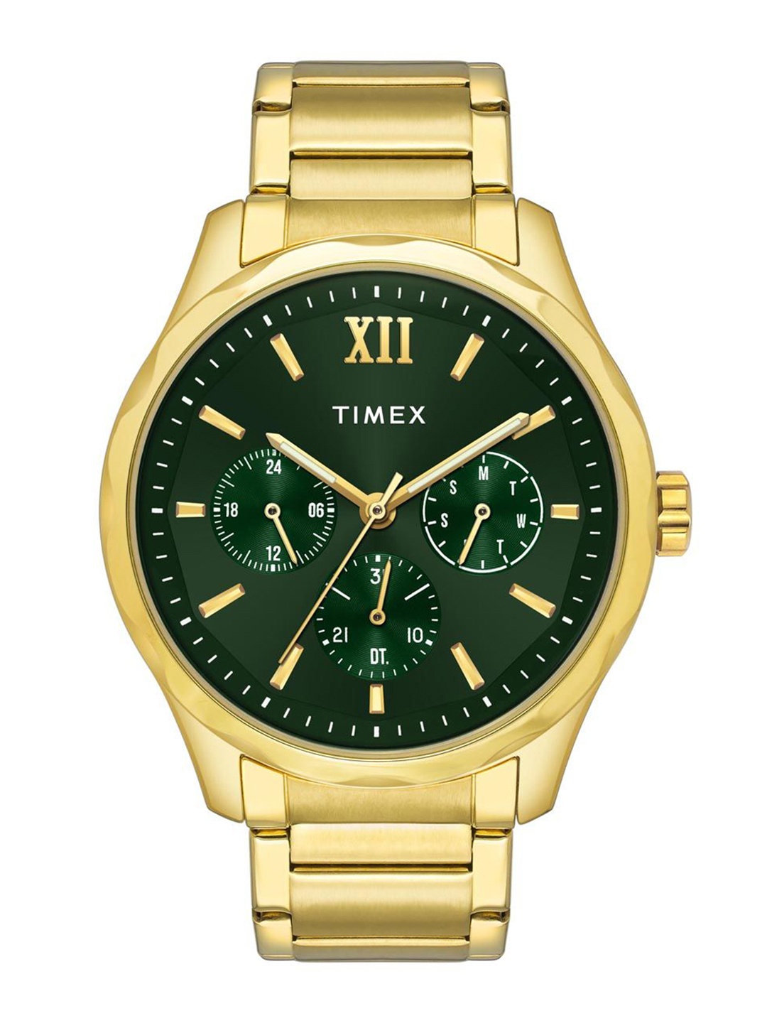 

Timex Men Brass Dial & Stainless Steel Straps Multi Function Watch TW0TG7635, Gold