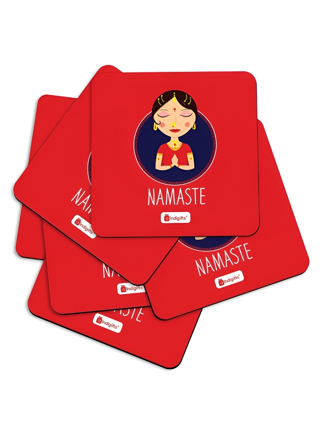 

Indigifts Red & Blue 6 Pieces Graphic Printed Square Coasters