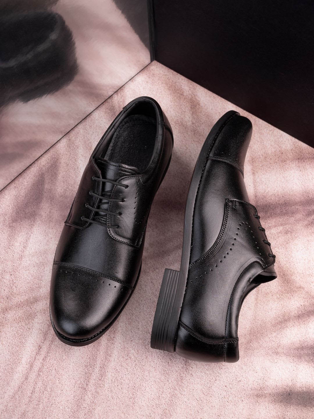 

MENGLER Men Genuine Leather Formal Brogues, Black