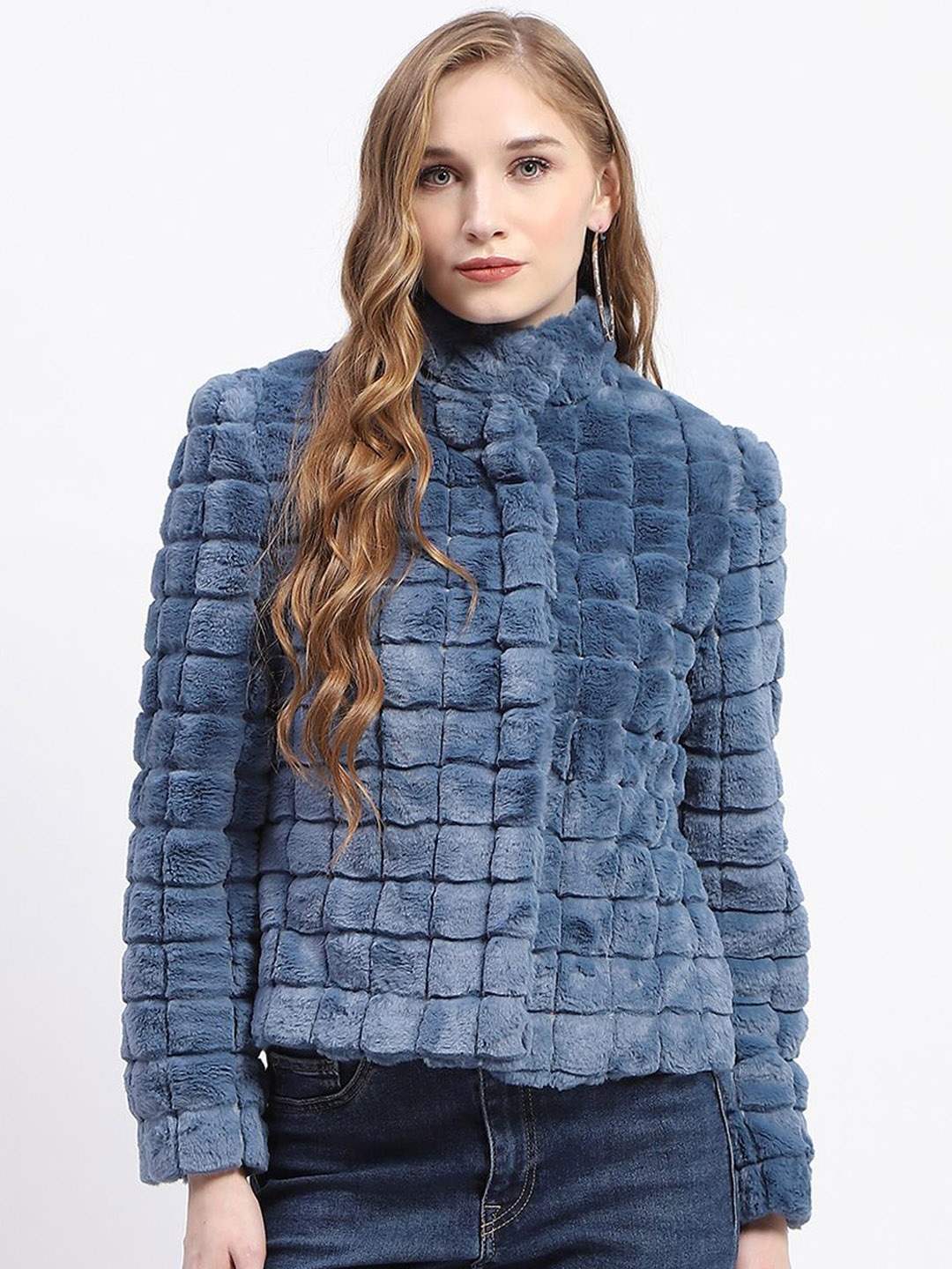 

Madame Women Checked Single-Breasted Overcoats, Blue