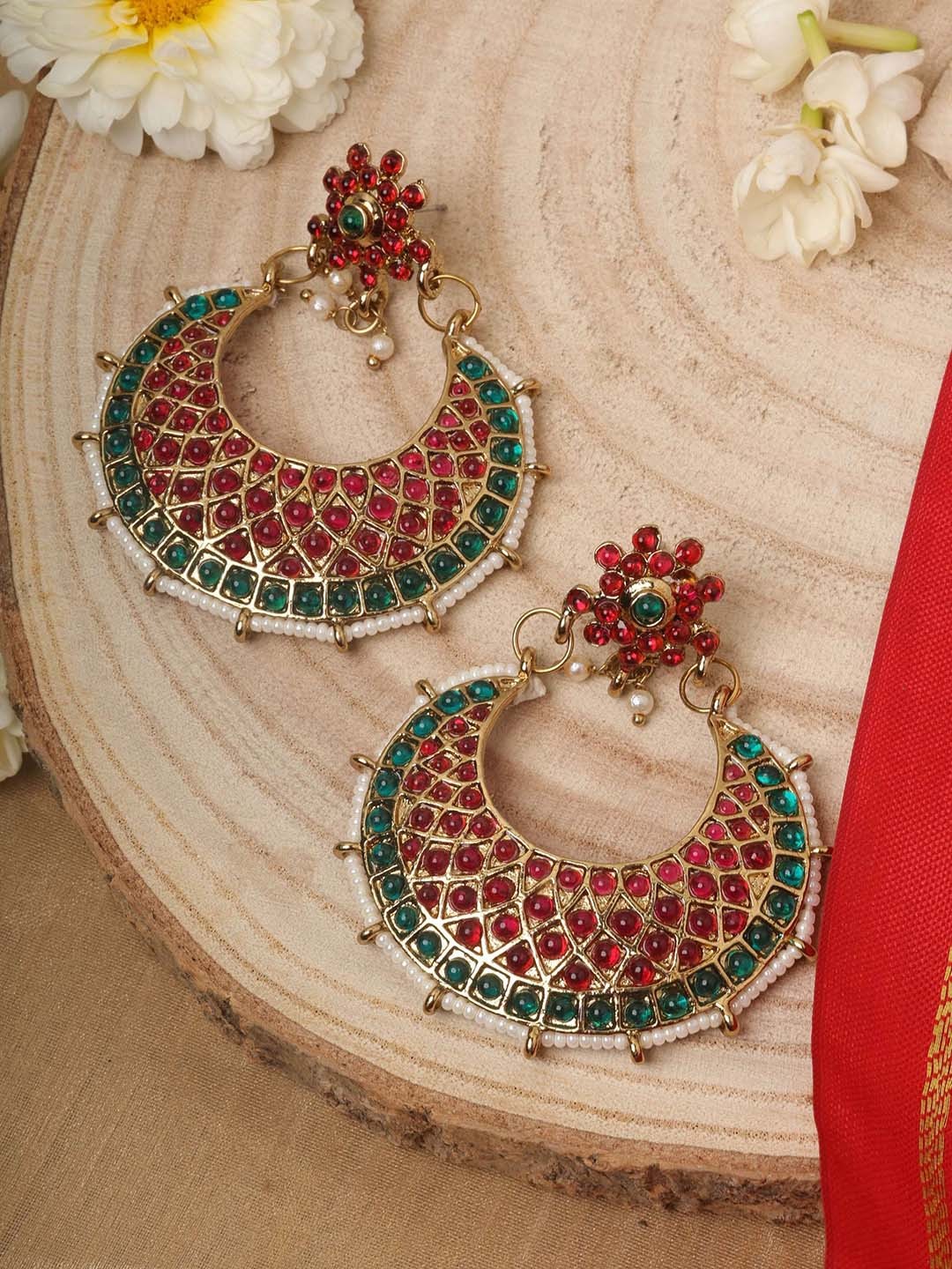

Mirraw Gold-Plated Stones Studded Chandbalis