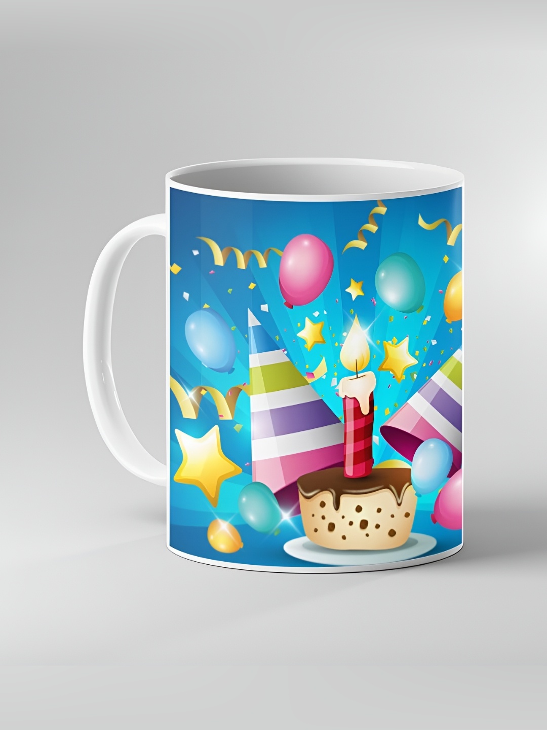 

Keviv White & Blue Text or Slogans Printed Ceramic Glossy Mugs 325 ml