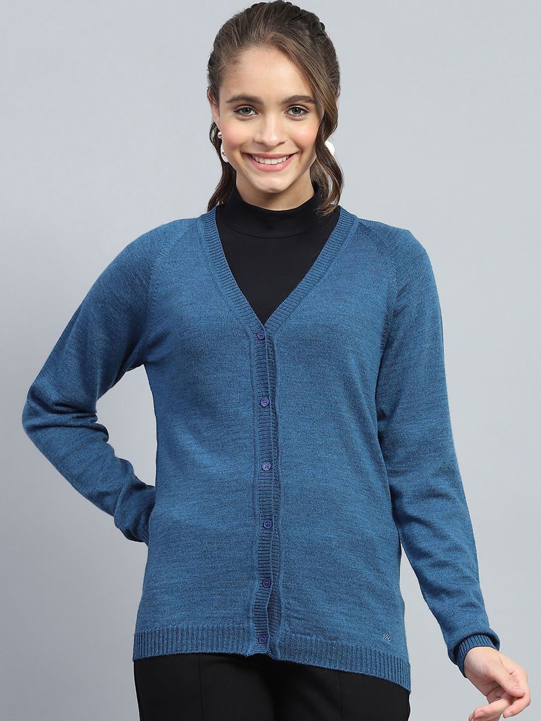 

Monte Carlo Women Woollen Cardigan, Blue