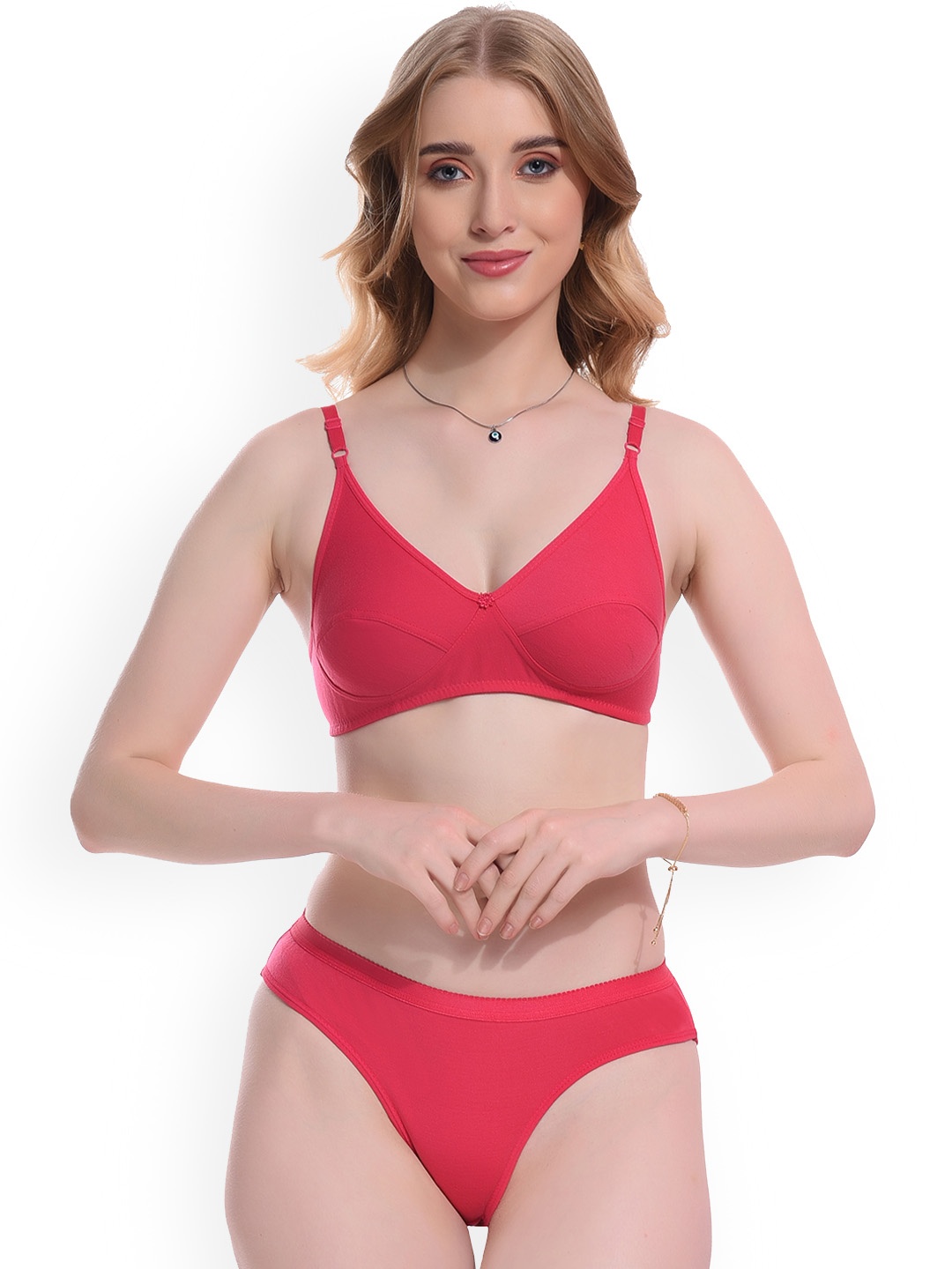 

new blue eyes Non-Padded Lingerie Set NbeRajniSetPink_30, Red