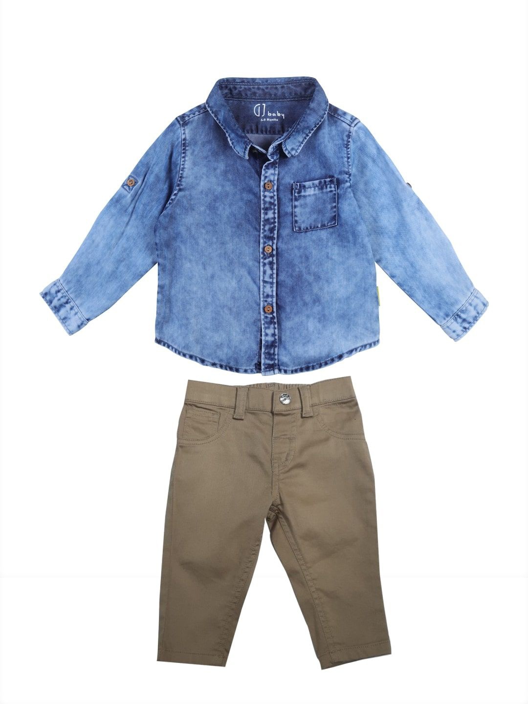 

GJ baby Boys Shirt Collar Long Sleeves Shirt with Trouser, Blue