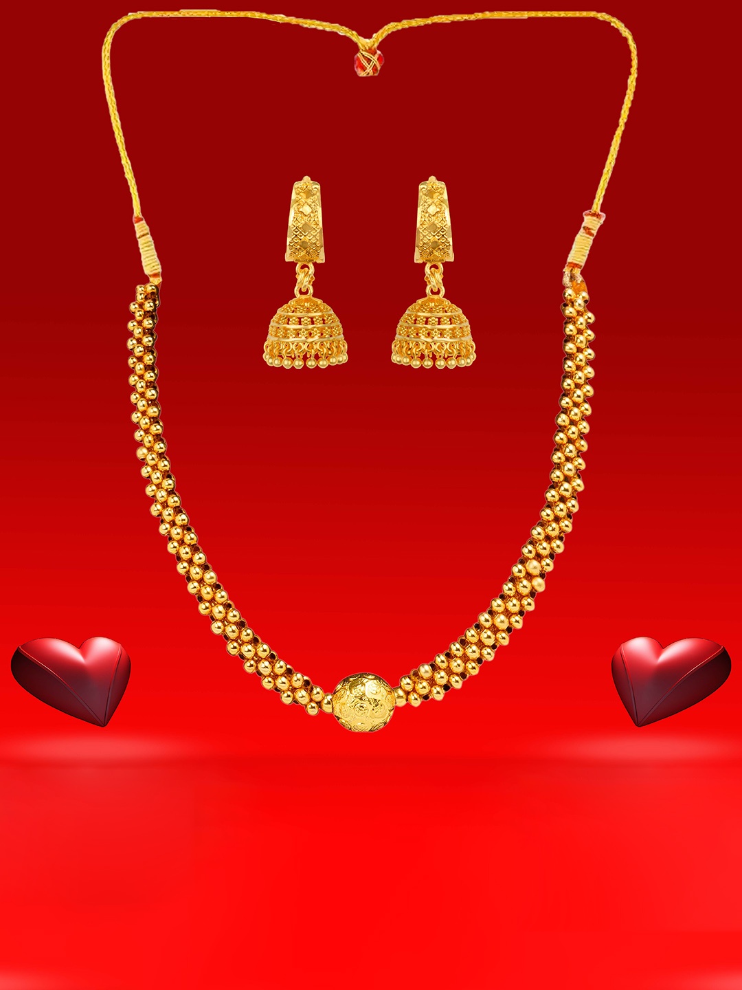 

Heer Collection Gold-Plated Necklace with Earrings