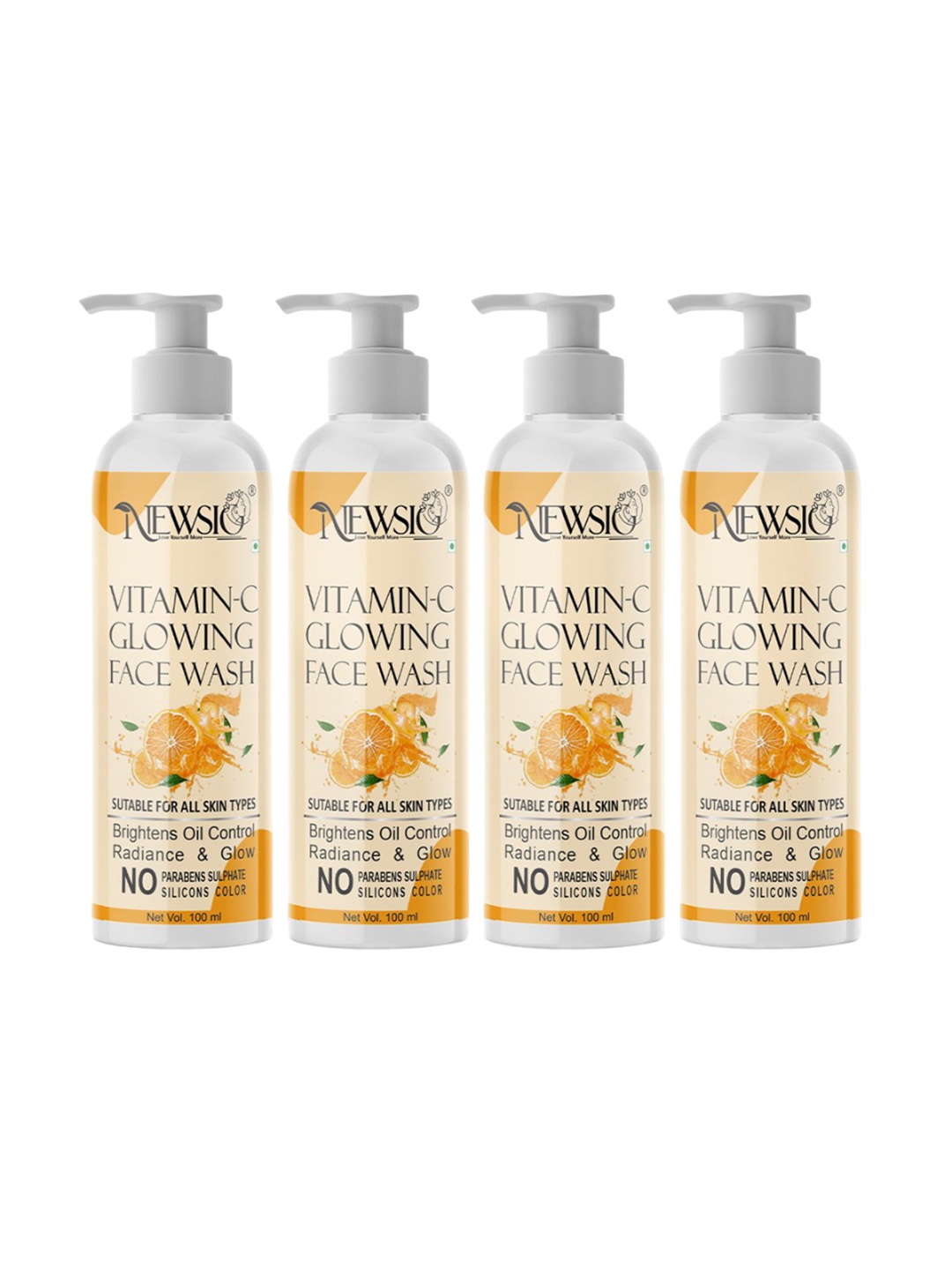 

Newsio Set Of 3 Vitamin C Glowing Face Wash-100 ml Each, Yellow