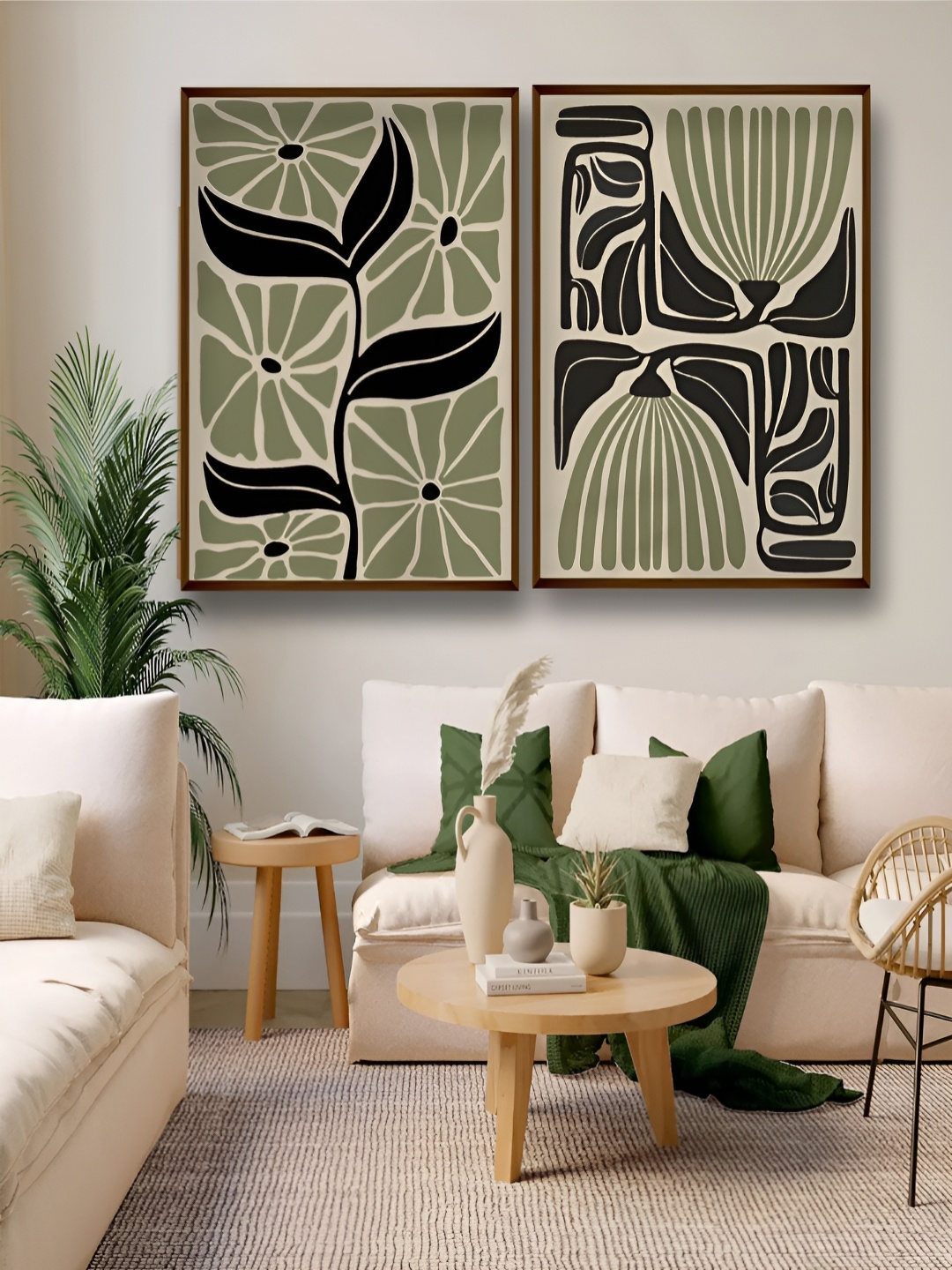 

Artsense Green Canvas Abstract Wall Paintings