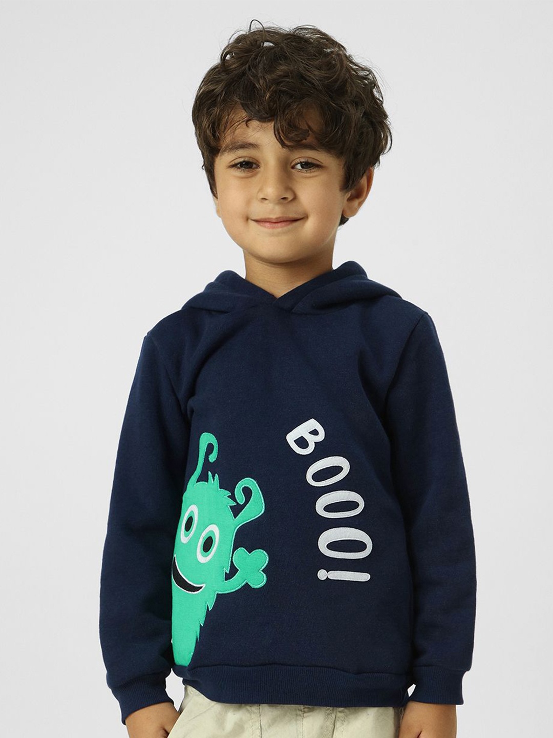 

Nauti Nati Boys Printed Hooded Pullover Antimicrobial Sweatshirt, Navy blue