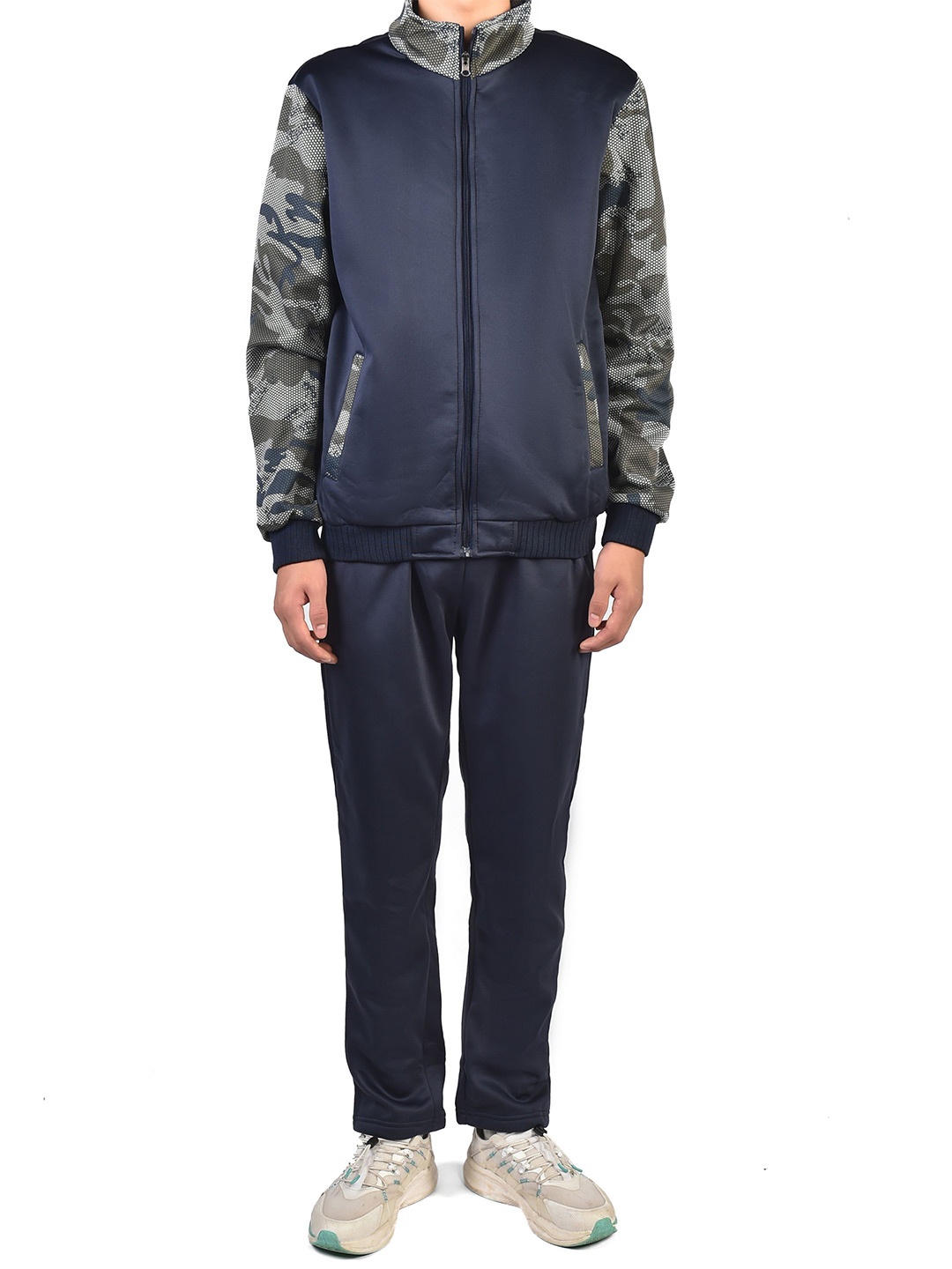 

StyleCast x Revolte Graphic Printed High Neck Jacket With Track Pant, Blue