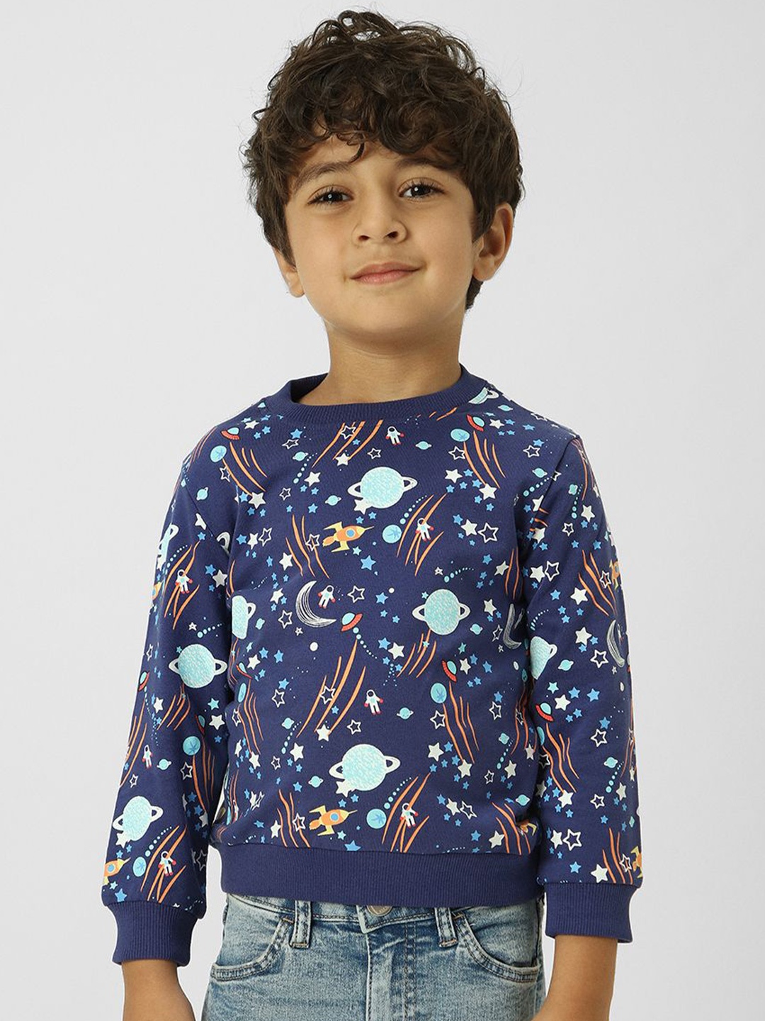 

Nauti Nati Boys Self Design Pullover Sweatshirt, Navy blue