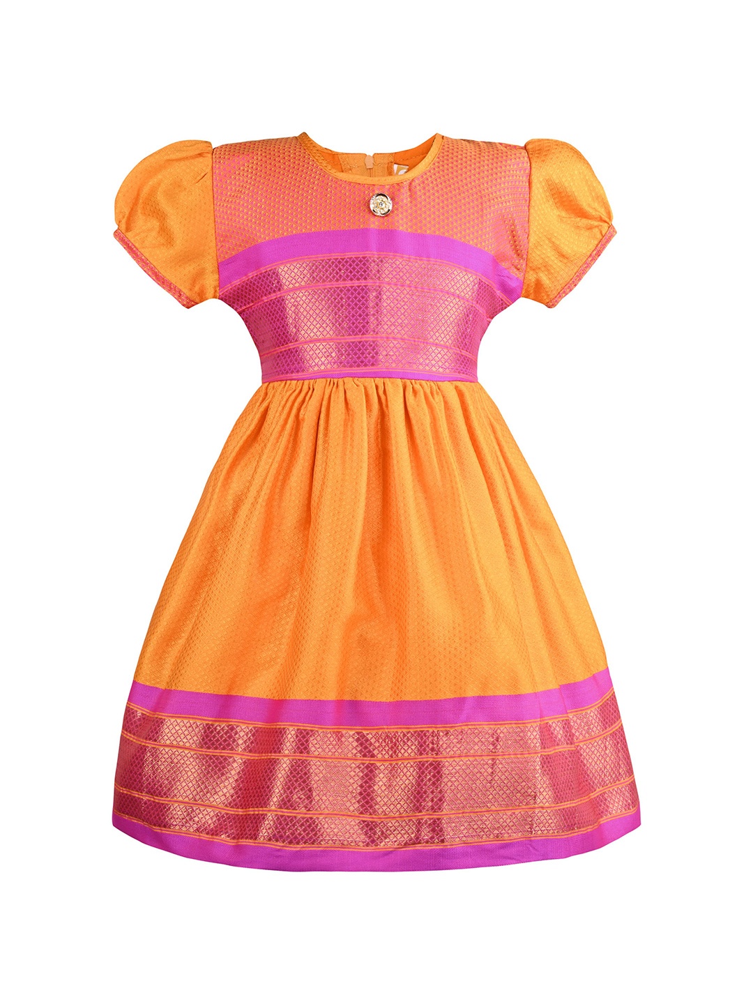 

Wish Karo Girls Woven Design Satin Fit & Flare Dress, Yellow