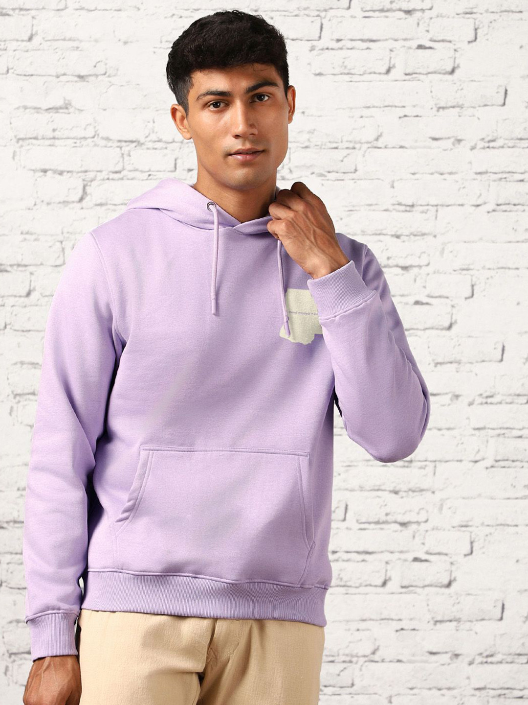 

NOBERO Men Printed Hooded Pullover Sweatshirt, Lavender
