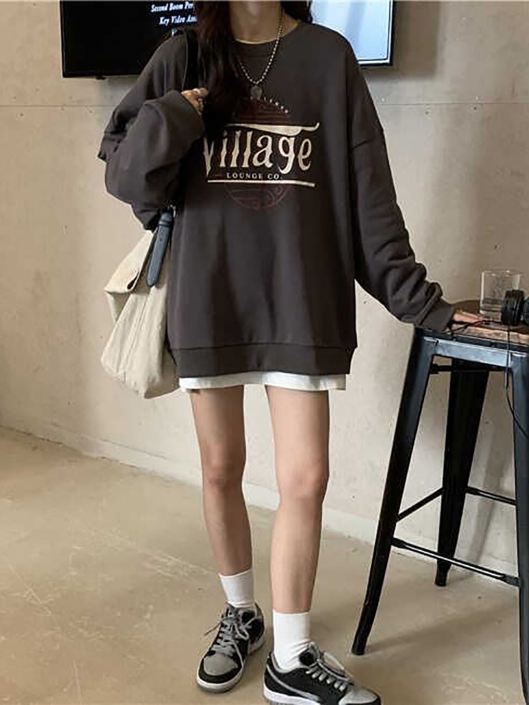 

StyleCast x Revolte Women Typography Printed Sweatshirt, Grey
