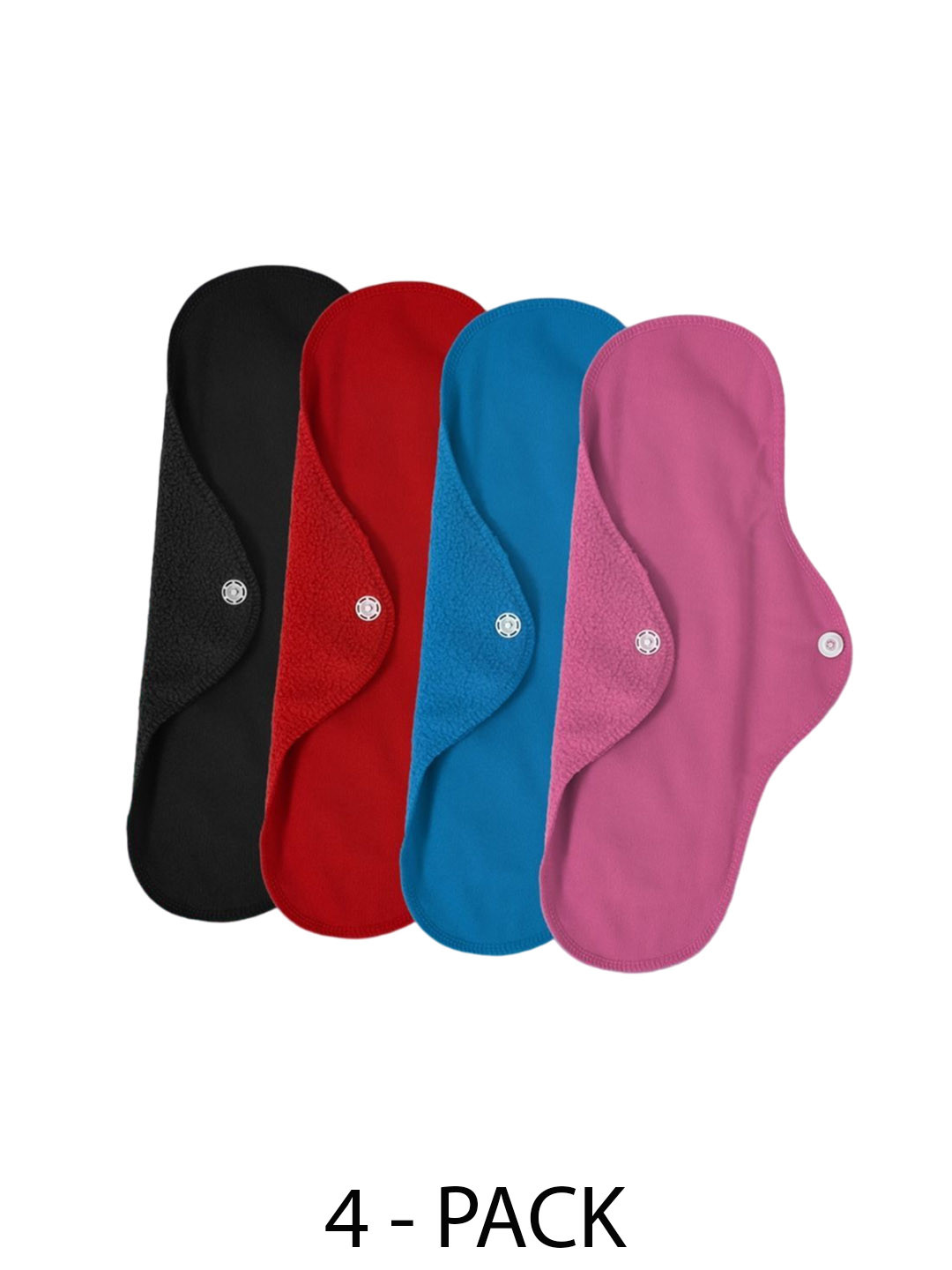 

CareDone Set Of 4 Washable & Reusable Leakproof Sanitary Cloth Pads, Black
