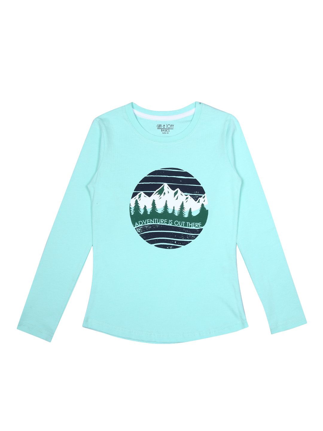 

Gini and Jony Girls Graphic Printed Round Neck Cotton T-Shirt, Blue