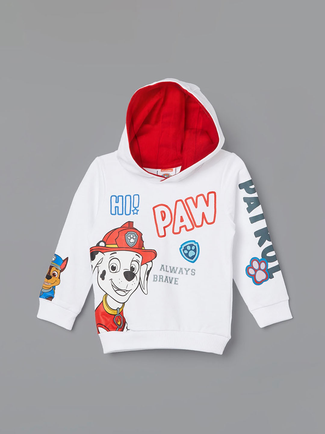 

Juniors by Lifestyle Boys Viacom Paw Patrol Printed Hooded Pullover Pure Cotton Sweatshirt, White