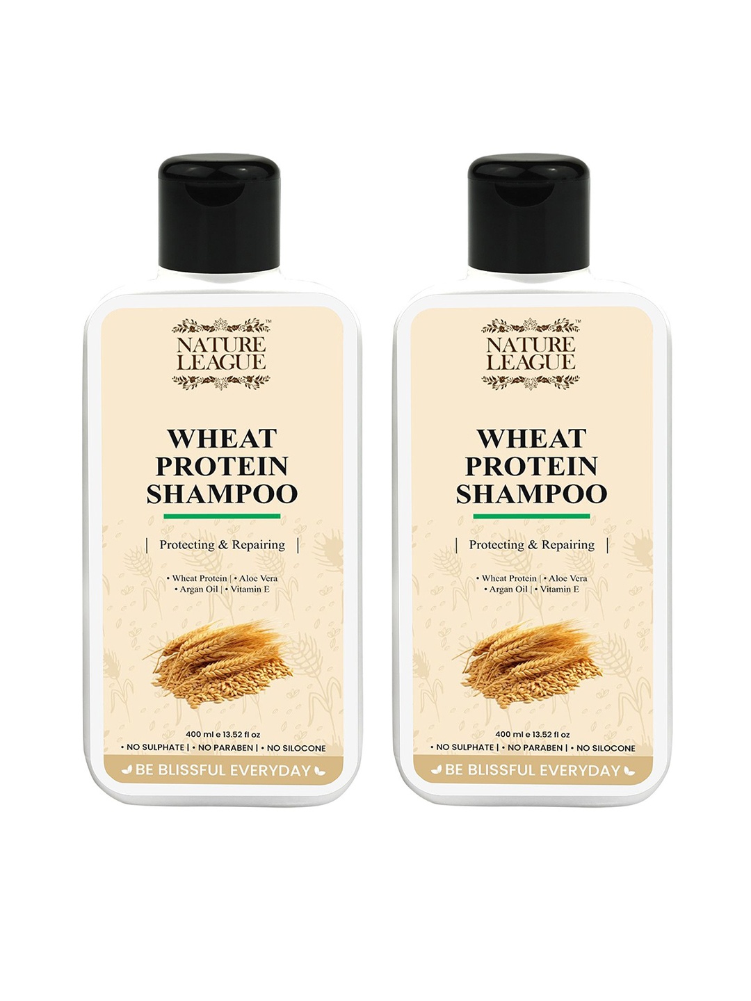 

NATURE LEAGUE Set Of 2 Wheat Protein Shampoo - 400 ml Each, White
