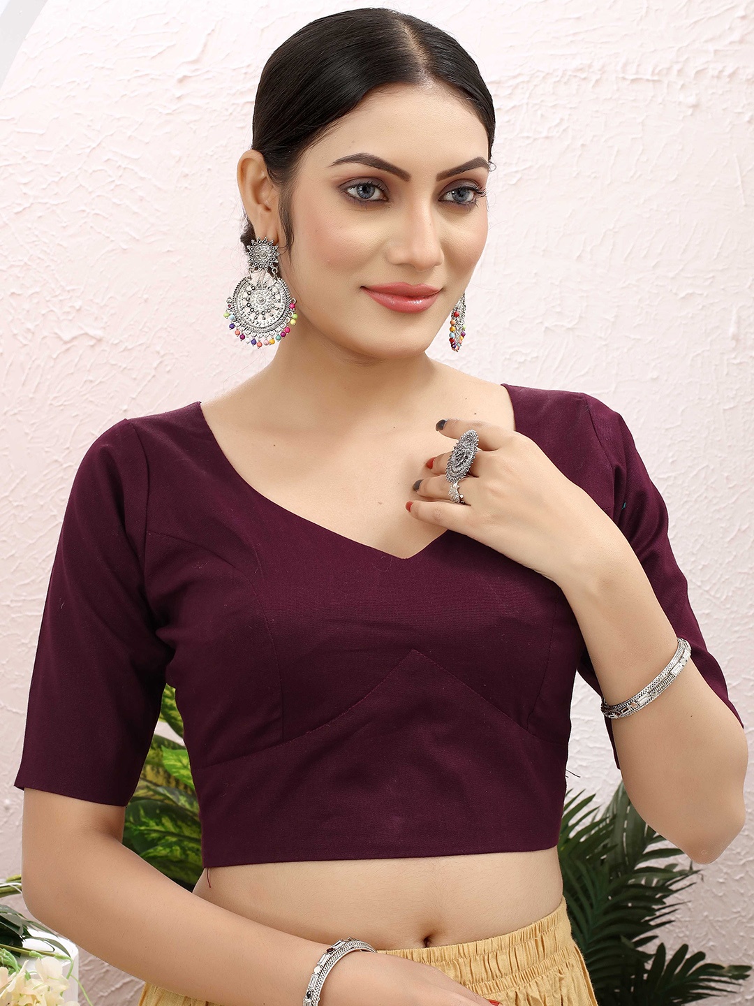 

Krimmple Sweetheart Neck Saree Blouse, Purple