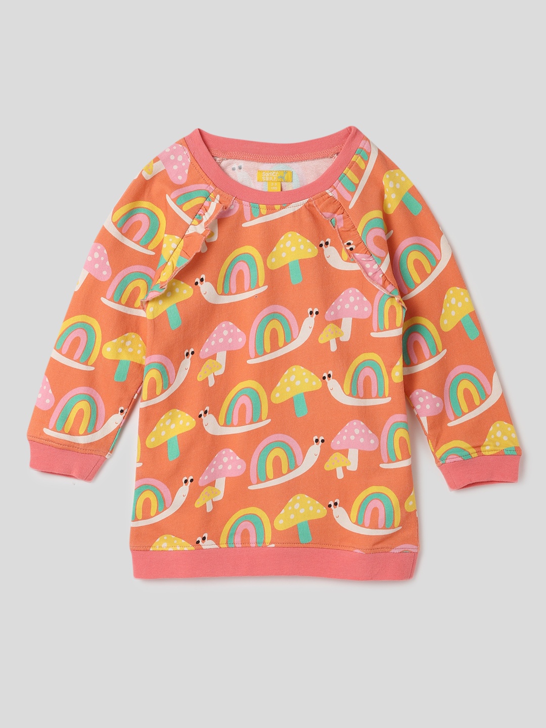 

Somersault Girls Conversational Printed Pure Cotton Sweatshirt, Orange