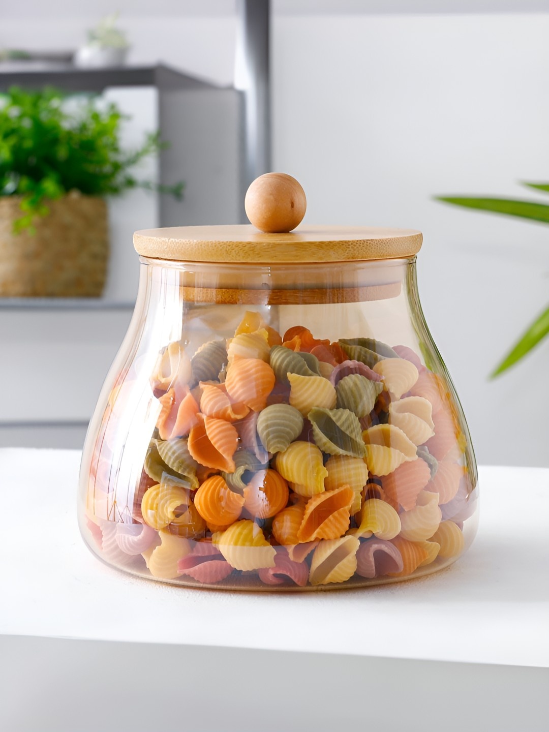 

UMAI Brown Glass Core Container Jar With Bamboo Lid-500ml