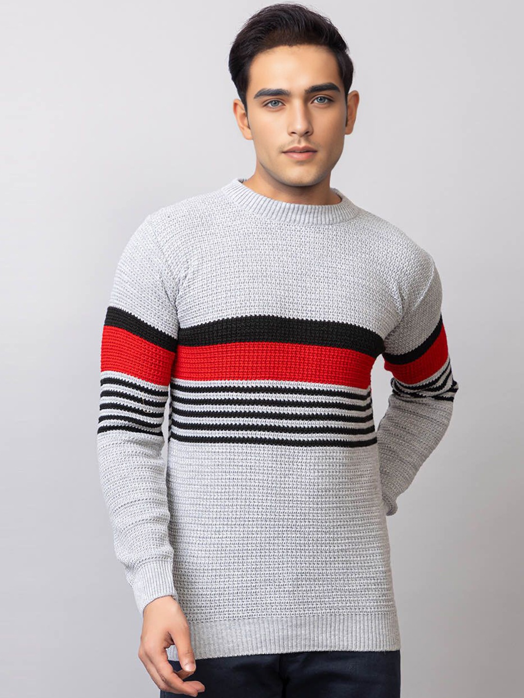 

TYSORT Men Cable Knit Woollen Pullover, Grey