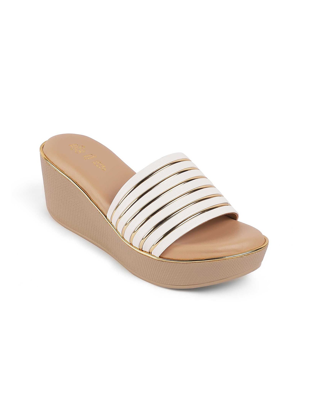 

Tresmode Striped Wedge Heel Sandals, White