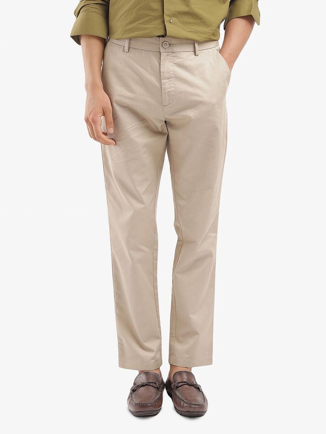 

RARE RABBIT Men Mid-Rise Formal Trousers, Beige