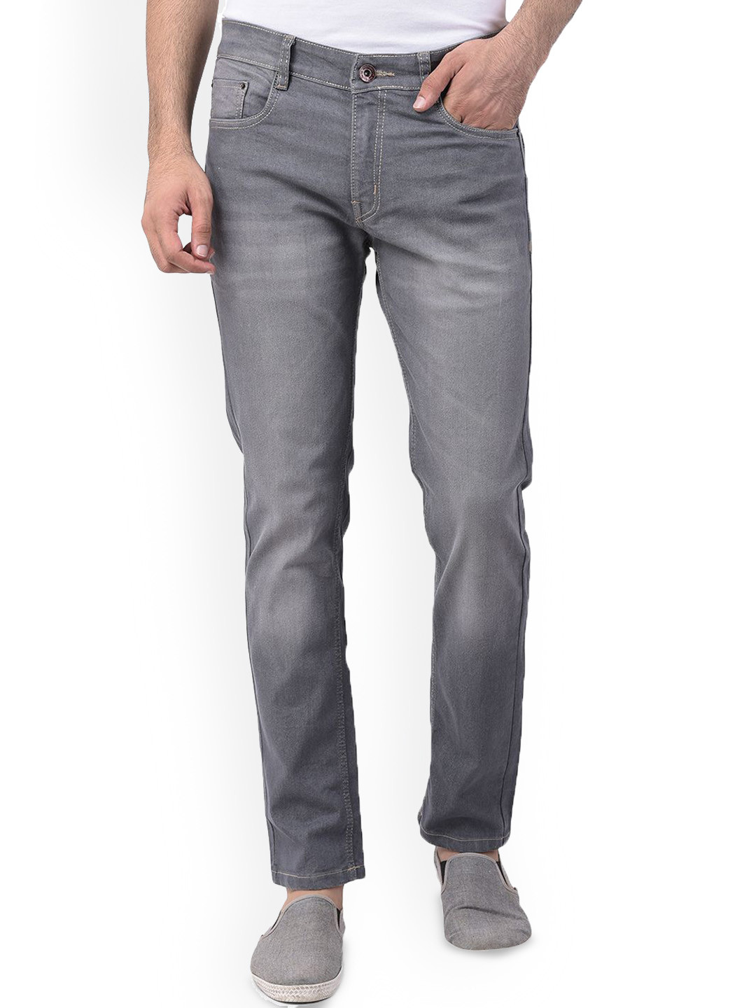 

Ben Martin Men Cotton Comfort Slim Fit Light Fade Stretchable Jeans, Grey
