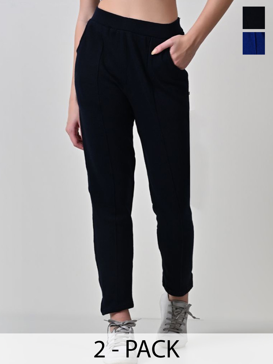 

BAESD Women Solid High-Rise Regular Trousers, Black