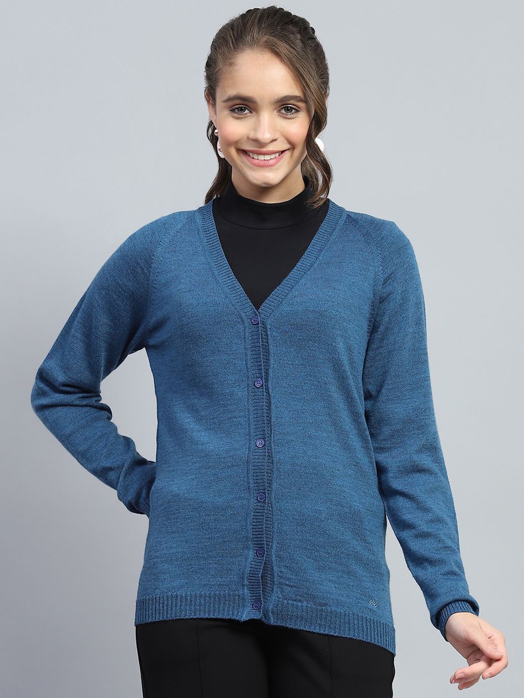 

Monte Carlo Women Woollen Cardigan, Blue