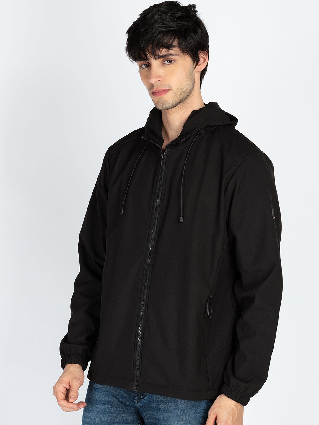 

Status Quo Men Hooded Open Front Jacket, Black