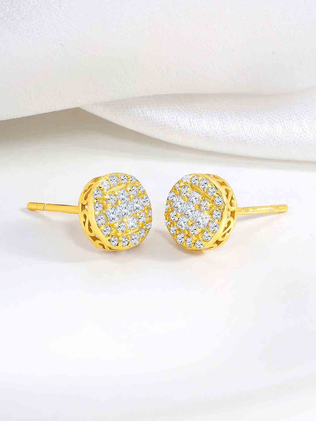 

Silvora by Peora 925 Sterling Silver Gold-Plated Contemporary Cubic Zirconia Studs