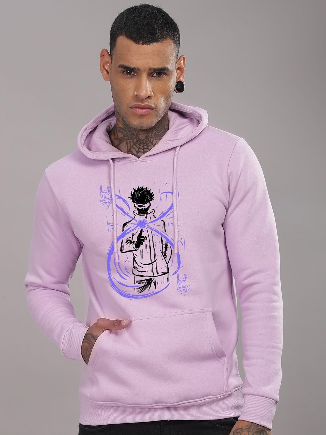 

ADRO Men Cotton Hooded Sweatshirt, Lavender